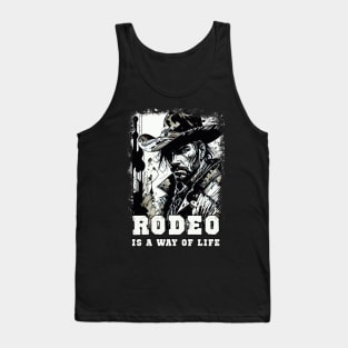 RODEO Is A Way Of LIFE VIntage Wild West Cowboy Sayings Illustration Tank Top